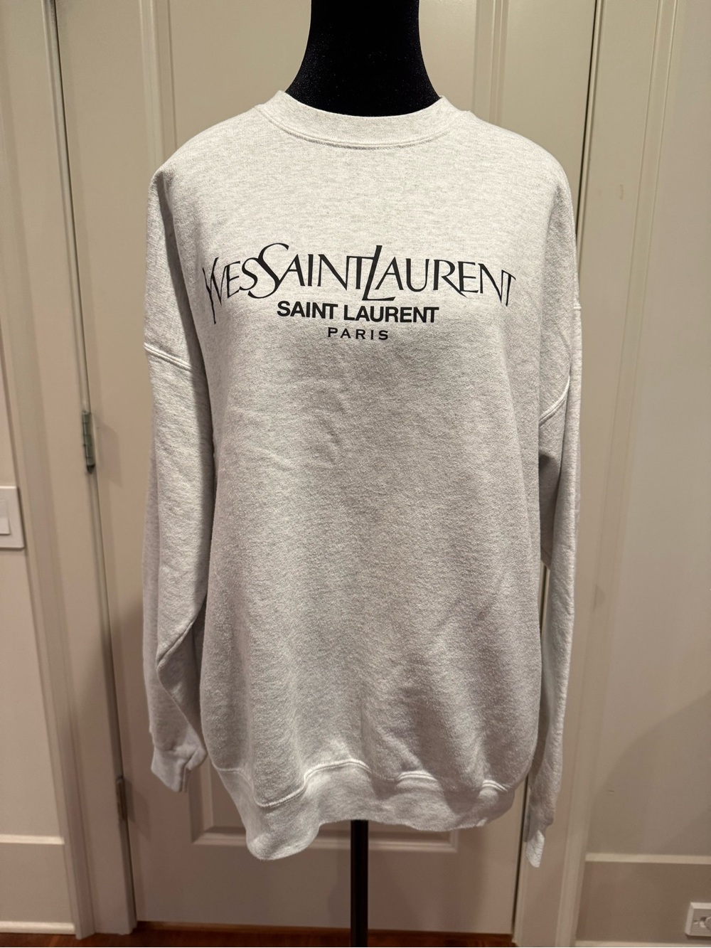 Heather Gray Designer-Inspired Logo Graphic Sweatshirt